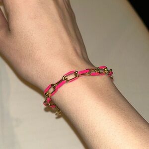 Gold and Pink Chain Bracelet